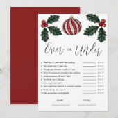 Budget Over of Onder Kerst Bruids Spel Kaart (Voorkant / Achterkant)