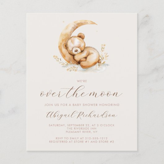 Budget Over The Moon Beer QR Code Baby shower (Voorkant)