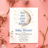 Budget Over the Moon Blue Boy Baby shower Kaart