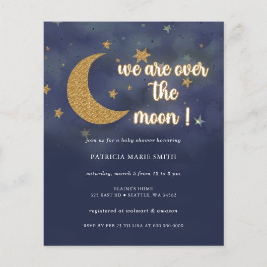 Budget Over the Moon Geslacht Neutrale Baby Shower (Voorkant)