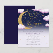 Budget Over the Moon Girl Baby shower Invitation (Voorkant / Achterkant)