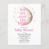 Budget Over the Moon Roze Meisje Baby shower Kaart (Voorkant)