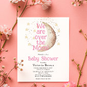 Budget Over the Moon Roze Meisje Baby shower Kaart