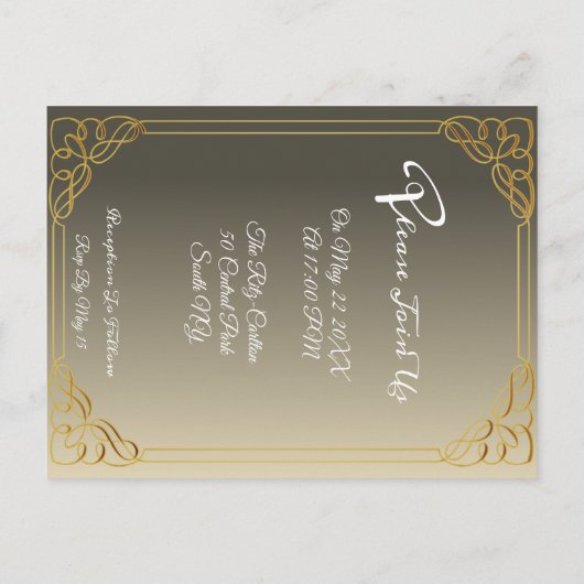 Budget overlay foto elegant bruiloft uitnodiging (Achterkant)