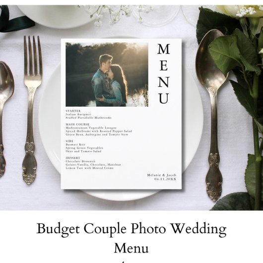 Budget paar foto bruiloft menu