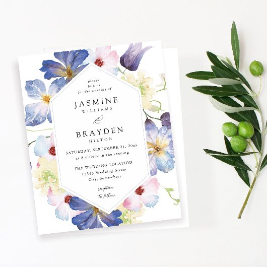 Budget Paars Blauw Bloem Bruiloft