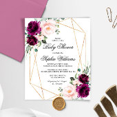 Budget Paars & Blush Pink Baby shower Uitnodiging