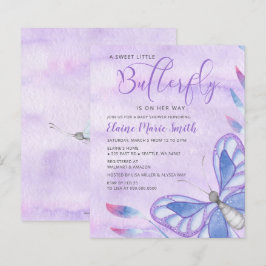 Budget Paars Butterfly Baby shower Invitation