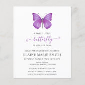 Budget Paars Butterfly Baby shower Invitation (Voorkant)