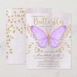 Budget Paars Butterfly Baby shower Invitation