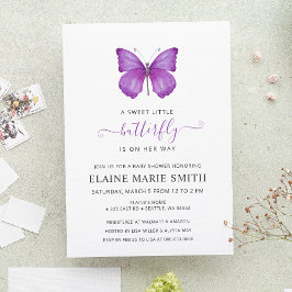 Budget Paars Butterfly Baby shower Invitation