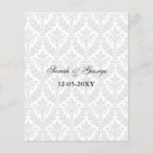 Budget Paars Damask Diamante Wedding-uitnodiging (Achterkant)