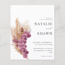 Budget Paars Floral Boho Wedding Flyer