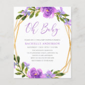 Budget Paars Floral Geometric Girl Baby shower (Voorkant)