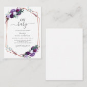 Budget Paars Floral Geometric Girl Baby shower Notitiekaartje (Voorkant / Achterkant)