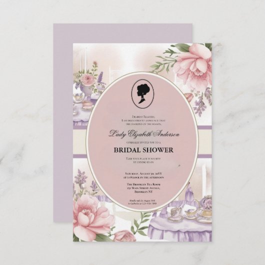 Budget Paars Florals Bridgerton Vrijgezellenfeest Kaart (Voorkant / Achterkant)