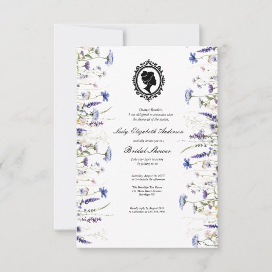 Budget Paars Florals Bridgerton Vrijgezellenfeest Kaart (Voorkant)