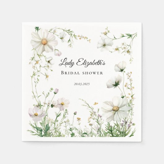 Budget Paars Florals Bridgerton Vrijgezellenfeest Servet (Voorkant)