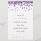 Budget Paars Glitter Script Wedding Programme (Achterkant)