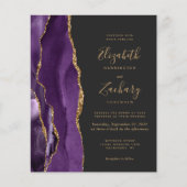 Budget Paars Gold Agate 4-Photo Wedding Invite (Voorkant)