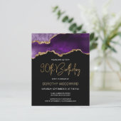 Budget Paars Gold Agate 90th Birthday Invitation (Staand voorkant)