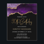 Budget Paars Gold Agate 90th Birthday Invitation<br><div class="desc">Deze trendy 90ste verjaardagsuitnodiging bevat een waterverf afbeelding van een geo van een geweer in de schaduw van paars met faux goudhoogtepunten. De woorden "90th Birthday" staan in faux goudglitter in decoratief modern handschrift. Pas het met de naam van de eer in gouden gekleurde teksten en de details in wit...</div>