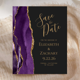 Budget Paars Gold Agate Dark Save the Date