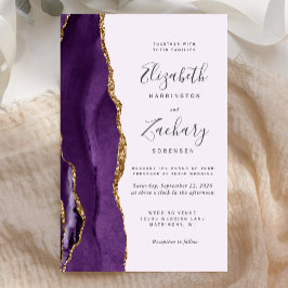 Budget Paars Gold Agate Lavender Wedding Invite