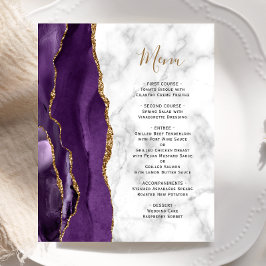 Budget Paars Gold Agate Marble Wedding Menu