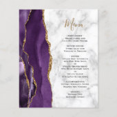 Budget Paars Gold Agate Marble Wedding Menu (Voorkant)