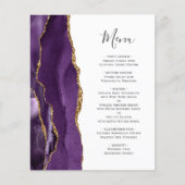 Budget Paars Gold Agate Wedding Menu (Voorkant)