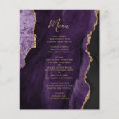 Budget Paars Gold Agate Wedding Menu (Voorkant)