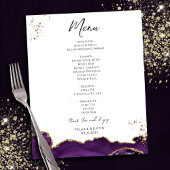 Budget Paars Gold Marble Wedding Menu Flyer