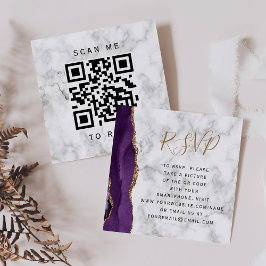 Budget Paars Goud Agaat Marmer QR Code RSVP Informatiekaartje