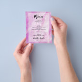 Budget Paars Goud Marmer Trouwmenu Flyer (Hand)
