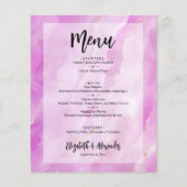Budget Paars Goud Marmer Trouwmenu Flyer (Voorkant)