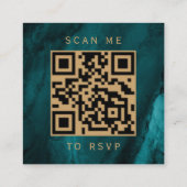 Budget Paars Goud Teal Agate Trouw QR Code RSVP Informatiekaartje (Achterkant)
