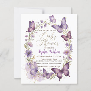 Budget Paars Gouden Glitter Vlinder Baby Shower