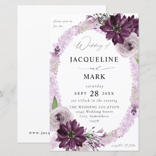 Budget Paars & Lavender Floral Ring Wedding MED (Voorkant / Achterkant)