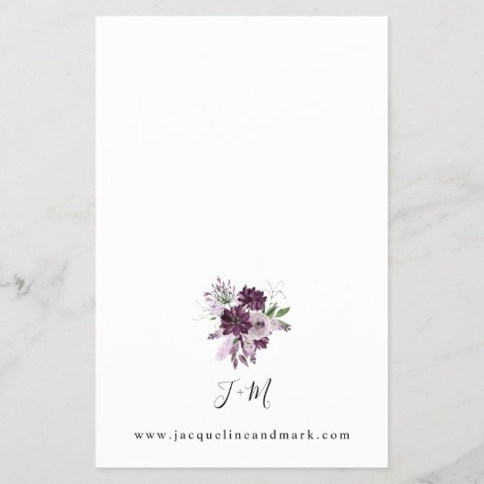 Budget Paars & Lavender Floral Ring Wedding MED Flyer (Achterkant)