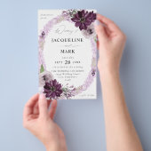 Budget Paars & Lavender Floral Ring Wedding MED Flyer (Hand)