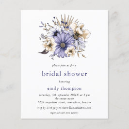 Budget Paars Lila Florals Vrijgezellenfeest Uitnod