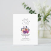 BUDGET Paars Oranje Floral Wedding Invite (Staand voorkant)