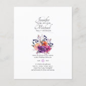 BUDGET Paars Oranje Floral Wedding Invite (Voorkant)