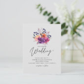 BUDGET Paars Oranje Floral Wedding Invite (Staand voorkant)