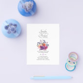 BUDGET Paars Oranje Floral Wedding Invite Flyer (Enkel)