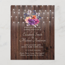 BUDGET Paars Oranje Floral Wedding Invite Flyer