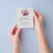 BUDGET Paars Oranje Floral Wedding Invite Flyer (Hand)