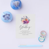 BUDGET Paars Oranje Floral Wedding Invite Flyer (Enkel)