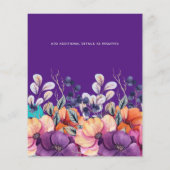 BUDGET Paars Oranje Floral Wedding Invite Flyer (Achterkant)